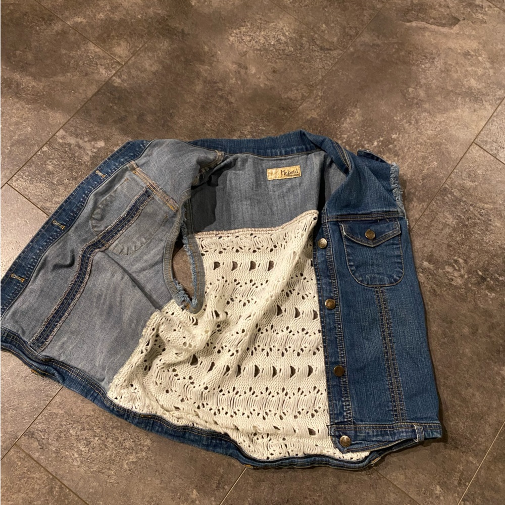 Hybrid & Company crochet denim vest.